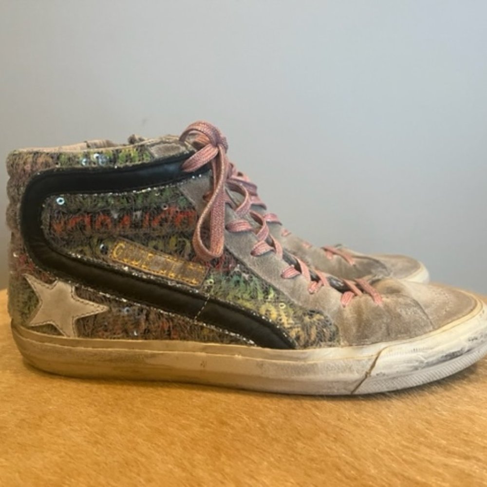 Golden Goose Mid Star Grafitti Glitter Sneakers Shoes 37 7